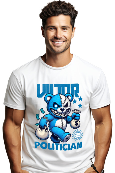 StoryGift Romania Tricou Barbati Urs De Plus Cu Sac De Bani Text Haios Viitor...