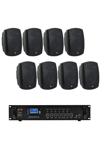 Audiosat Audio System 8 terrace speakers, USB, Bluetooth, 240W amplifier, Black