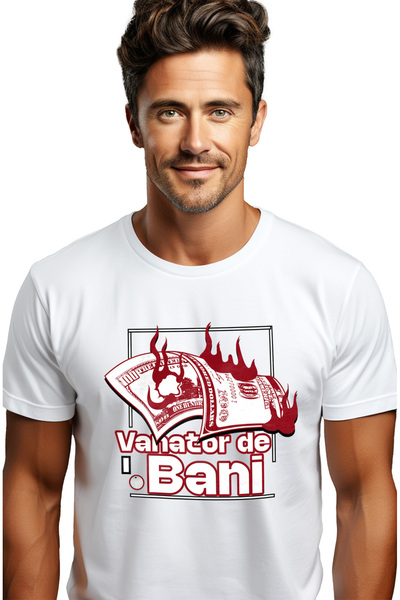 StoryGift Romania Tricou Barbati Vânător De Bani Bacnota In Flacari Lumea Mod...