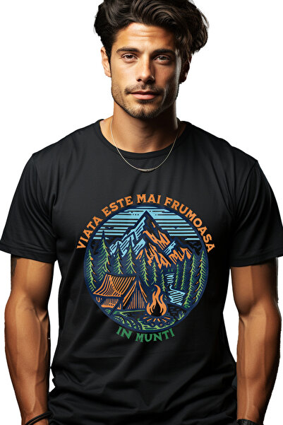 StoryGift Romania Tricou Barbati Viata Este Mai Frumoasa In Munti, Natura Cor...