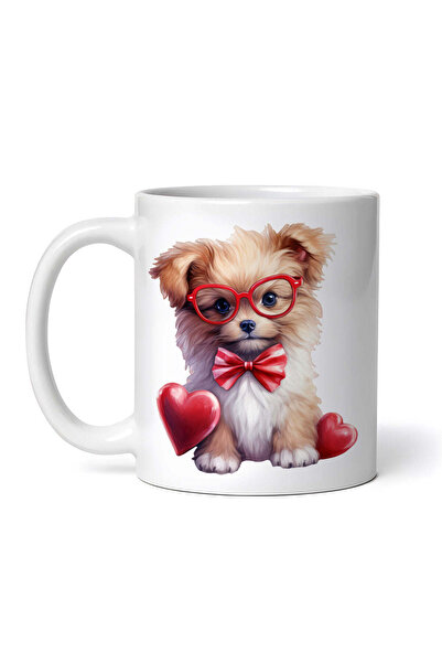 OEM Εξατομικευμένη λευκή κούπα, Γιορκσάιρ Τεριέ με καρδιές, INOVATIX®. 330ml