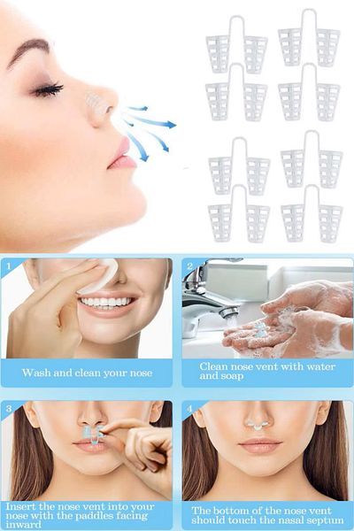 Nordmende 8Pcs Comfortable Breathing Anti-Snoring Nose Appliance Silicone Sleep Apnea Appliance Snoring Blocker