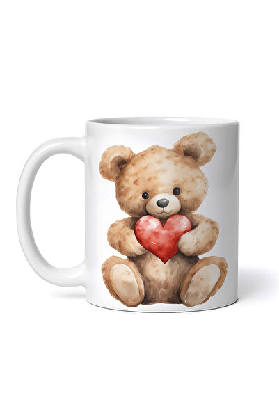 OEM Cană albă personalizată, Ursuleț de Ziua Îndrăgostiților cu inimă, INOVAT...