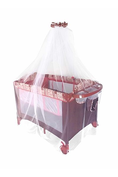 BabyCara Multi-Purpose Nursery Playpen Foldable Cot And Diaper Changer Baby Bed Carry Bag 110x60 Red
