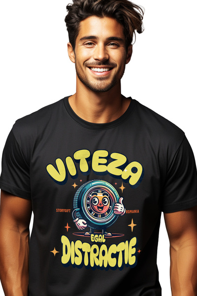 StoryGift Romania Tricou Barbati Viteza Egal Distractie Roata Zambitoare Masi...