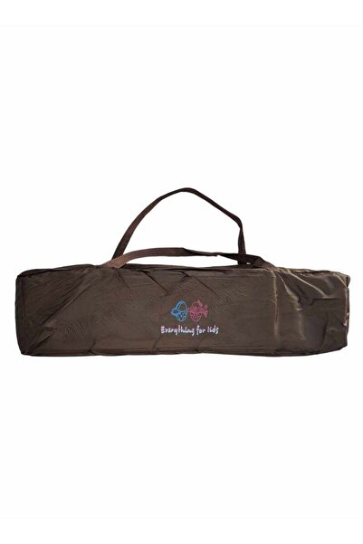 BabyCara Portable Baby Bed Travel Cot And Playpen - Quick Foldable with Carrying Bag 120x60cm Brown/Grey