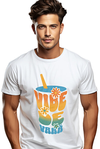 StoryGift Romania Tricou Barbati Vibe De Vara Pahar Cocktal Vacanta Relaxare Cu Imprimeu Pe Fata, 100% Bumb Stg