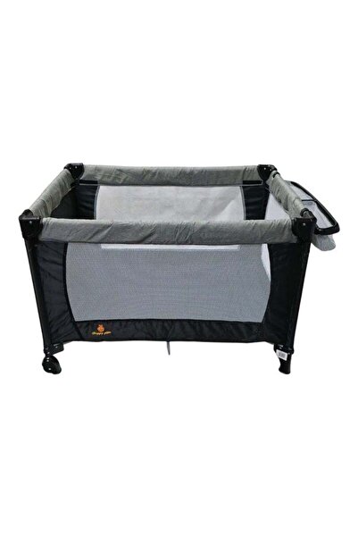 BabyCara Multi-Purpose Nursery Playpen Foldable Cot And Diaper Changer Baby Bed Hanging Toys 110x70 Grey