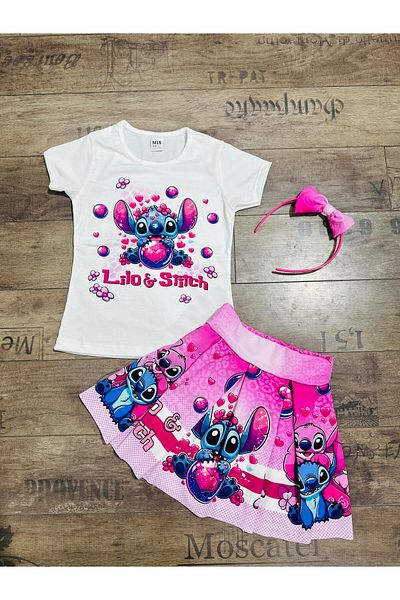 DerinHome Stitch Girl Skirt Crown Suit