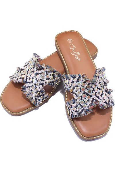 Guja Fringed Flat Slippers (the Mold Is Smaller by 1 Size)