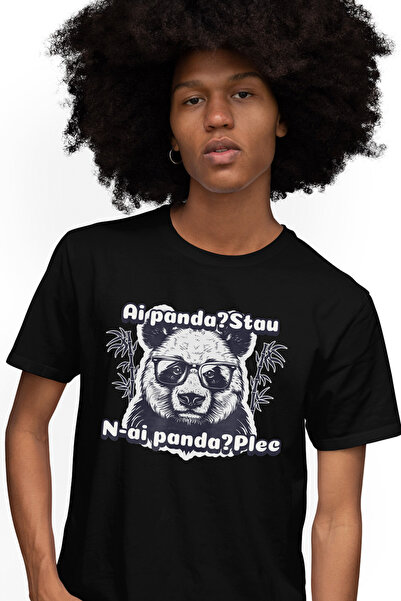 StoryGift Romania Tricou Barbati Urs Panda, Ai Panda Stau N Ai Panda Plec, Me...