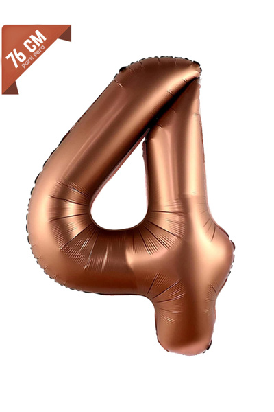parti pera 4 Yaş Retro Çikolata Kahverengi Rakam Folyo Balon 76 Cm