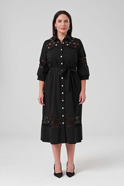 Gemko Koton Lace Garnish Shirt Dress - Black