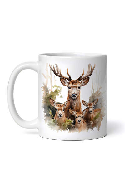 OEM Cană albă personalizată, Cerb și căprioară, INOVATIX®. 330ml