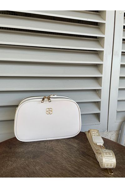 MUJGAN Γυναικεία κρεμ τσάντα ώμου Buzy Satin Leather 3 θέσεων με ρυθμιζόμενο λουράκι Ποιοτική τσάντα χεριού και ώμου