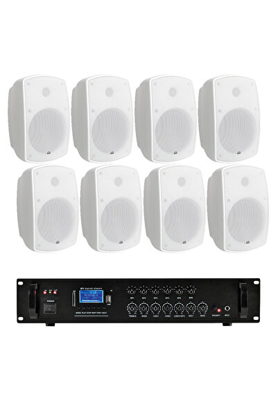 Dap Audio Sistem 8 boxe terasa, Bluetooth, USB, 240W, alb, Sonorizare Hotel, Cafenea