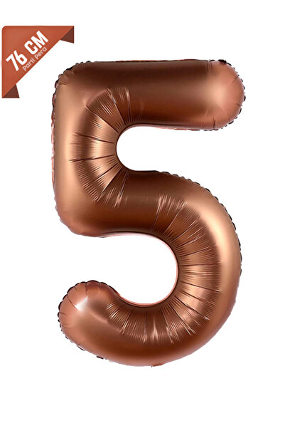 parti pera 5 Yaş Retro Çikolata Kahverengi Rakam Folyo Balon 76 Cm