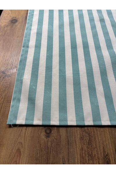 HALFART Runner dreptunghiular din in de rață cu dungi mentă |   40x140 cm |   Față de masă rezistentă la apă și rezistentă la murdărie