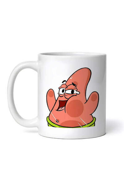 OEM Εξατομικευμένη λευκή κούπα, Patrick Star με τα χέρια ψηλά Meme, INOVATIX®...