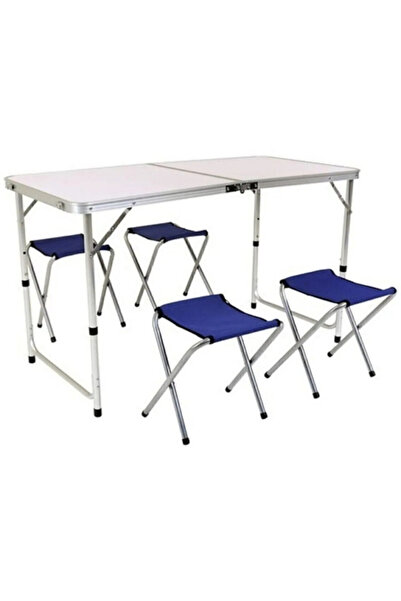 Acarlar Ticaret 4 Kişilik 4 Tabureli Katlanır Kamp Masası Seti Piknik Seti