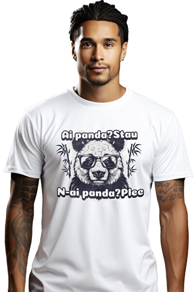 StoryGift Romania Tricou Barbati Urs Panda, Ai Panda Stau N Ai Panda Plec, Me...
