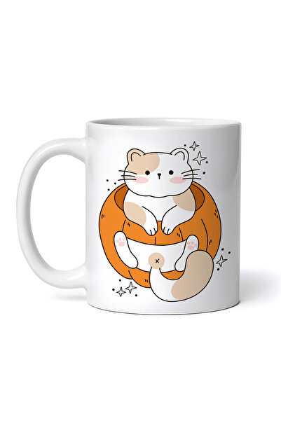 OEM Εξατομικευμένη λευκή κούπα, Γάτα μέσα σε κολοκύθα, INOVATIX®. 330ml