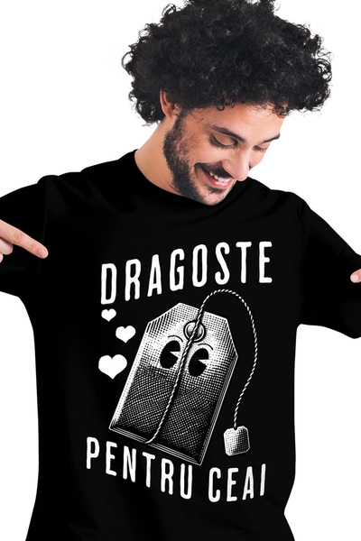 StoryGift Romania Tricou Barbati Dragoste Pentru Ceai Plic De Ceai Plante Aro...
