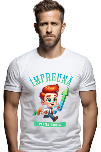 StoryGift Romania Tricou Barbati Impreuna Pentru Succes, Om Antreprenor, Graf...