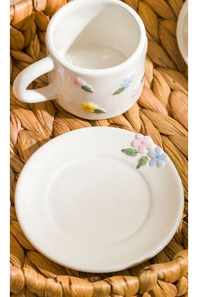LC Waikiki Mixed Flower Patterned Ceramic Coffee Cup Set for 2 Persons 90 ml (P&M)