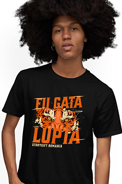 StoryGift Romania Tricou Barbati Ochii De Tigru, Fii Gata De Lupta, Animal Pe...