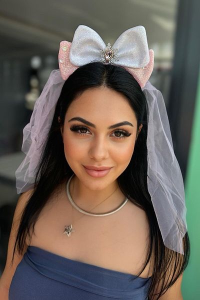 TAKIŞTIR اللون الوردي تول الحجاب تفصيل الملكة تاج العروس