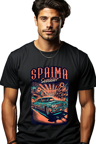 StoryGift Romania Tricou Barbati Spaima Soselelor, Masina Vintige Cursa Ilega...