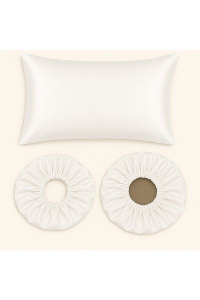 DUSK Silk Satin 50X70 cm 1 Pc Pillowcase + Double Sided Hair Cap + Hair Cap