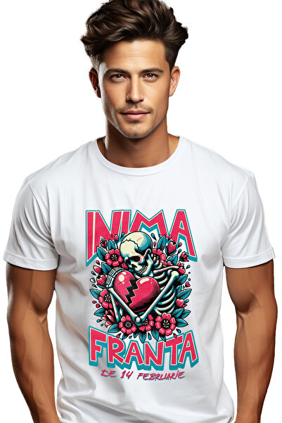 StoryGift Romania Tricou Barbati Inima Franta De 14 Februarie Schelete Valent...