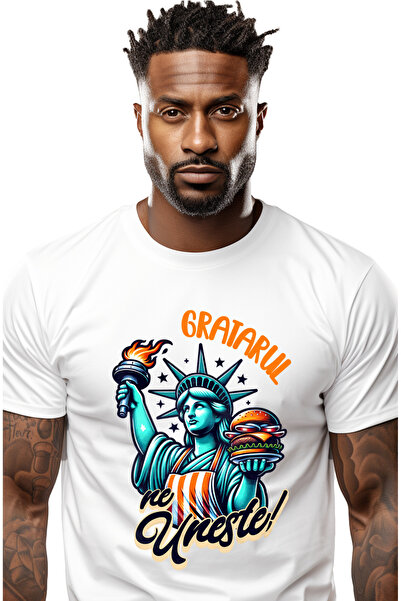 StoryGift Romania Tricou Barbati Statuia Libertatii Iubitorii De Gratar Ne Un...