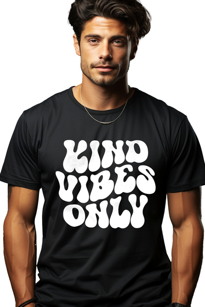 StoryGift Romania Tricou Barbati Cu Mesajul In Engleza "kind Vibes Only" - Do...