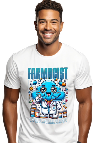 StoryGift Romania Tricou Barbati Norisor In Costum Medical Text Farmacist, Do...