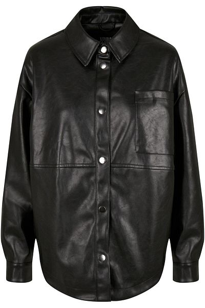 Urban Classics Damen Ladies Faux Leather Overshirt