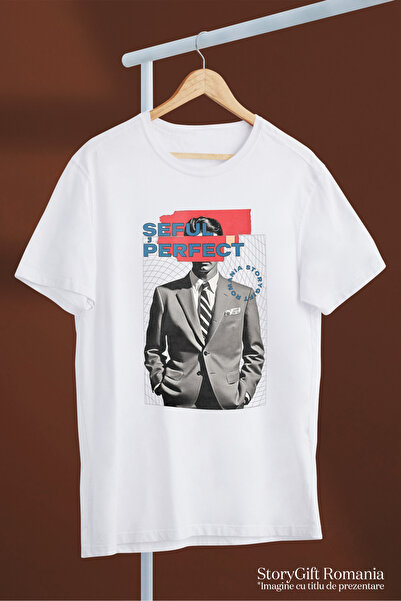 StoryGift Romania Men's T-Shirt Perfect Boss Man In Suit, Male Leader With Print On Face, 100% Cotton, Stg