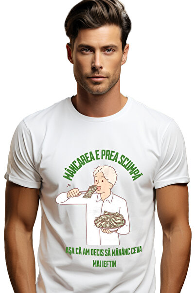StoryGift Romania Tricou Barbati Mancarea E Prea Scumpa, Om Mancand Bancnote ...