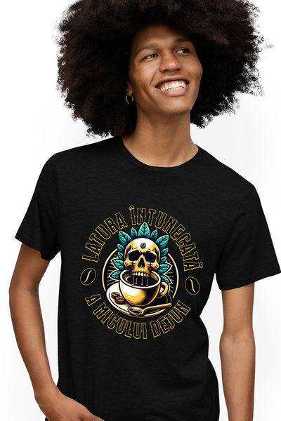 StoryGift Romania Tricou Barbati Latura Intunecata A Mic Dejunului Cafea Amar...