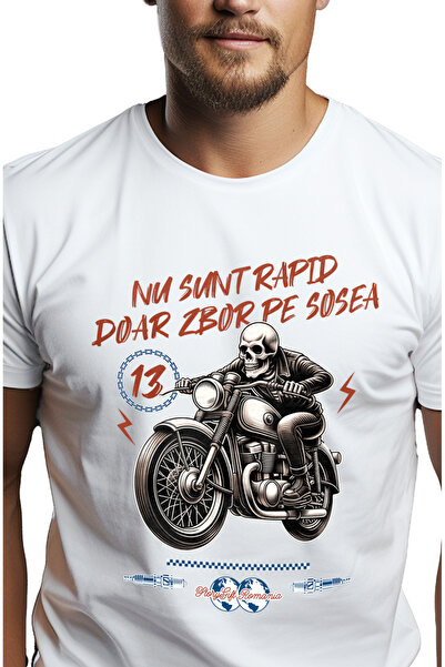 StoryGift Romania Tricou Barbati Nu Sunt Rapid Doar Zbor Pe Sosea Schelete Mo...