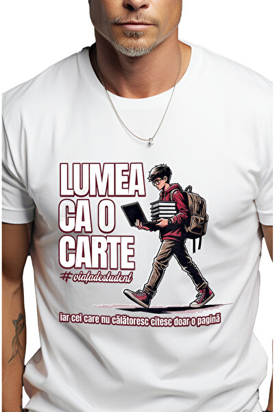 StoryGift Romania Ανδρικό T-shirt Ο κόσμος είναι ένα βιβλίο # Studentlife Σχο...