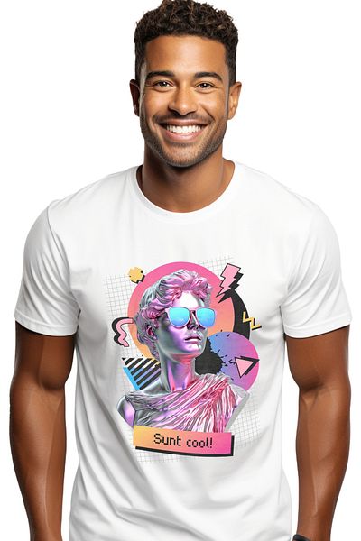 StoryGift Romania Tricou Barbati Statuie Greceasca Inteligenta Artificiala Sunt Cool! Cu Imprimeu Pe Fata, 1 Stg