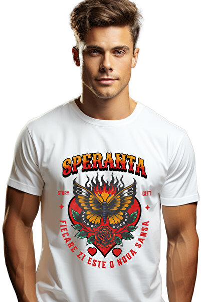 StoryGift Romania Tricou Barbati Fluture - Speranta, Fiecare Zi Este O Noua S...