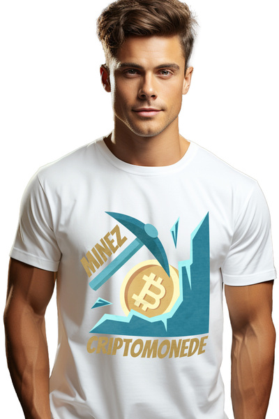 StoryGift Romania Tricou Barbati Minez Criptomonede Moneda Bitcoin, Investito...
