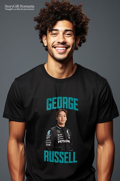StoryGift Romania Tricou Barbati George Russell Cursa Profesionista Formula 1 Viteza Cu Imprimeu Pe Fata, 10stg
