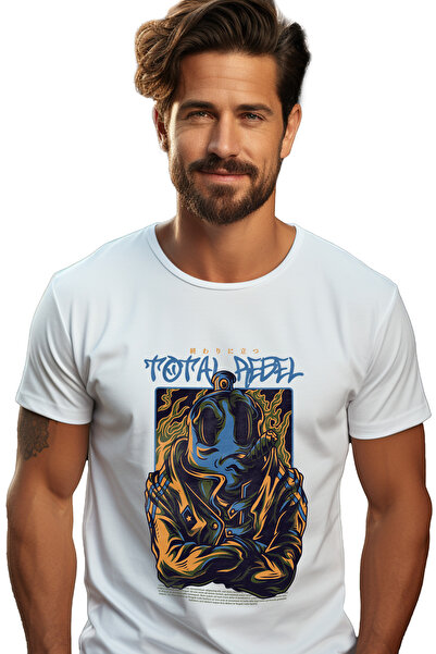 StoryGift Romania Tricou bărbătesc cu text albastru în engleză Total Rebel, B...