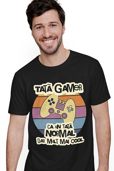 StoryGift Romania Men's T-Shirt Dad Gamer Cool Video Game Controller Virtual World With Front Print, 100% Bum Stg
