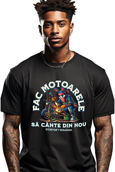 StoryGift Romania Tricou Barbati Iepure Mecanic Text Fac Motoarele Sa Cante D...